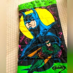 DC Comic Sleeping Bag, Vintage 1995, Batman and Robin, plush interior EUC